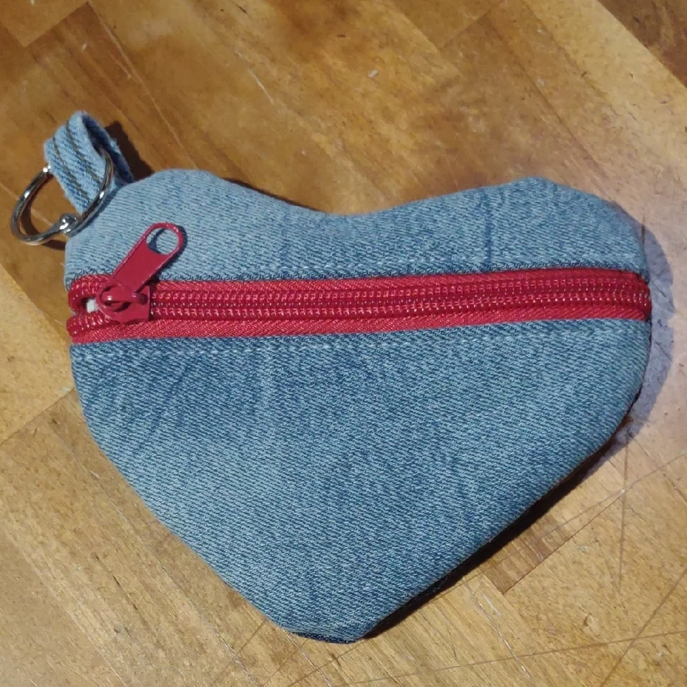 Handmade Upcycled Heart-Shaped Denim Purse 2 - Picture 2 of 4